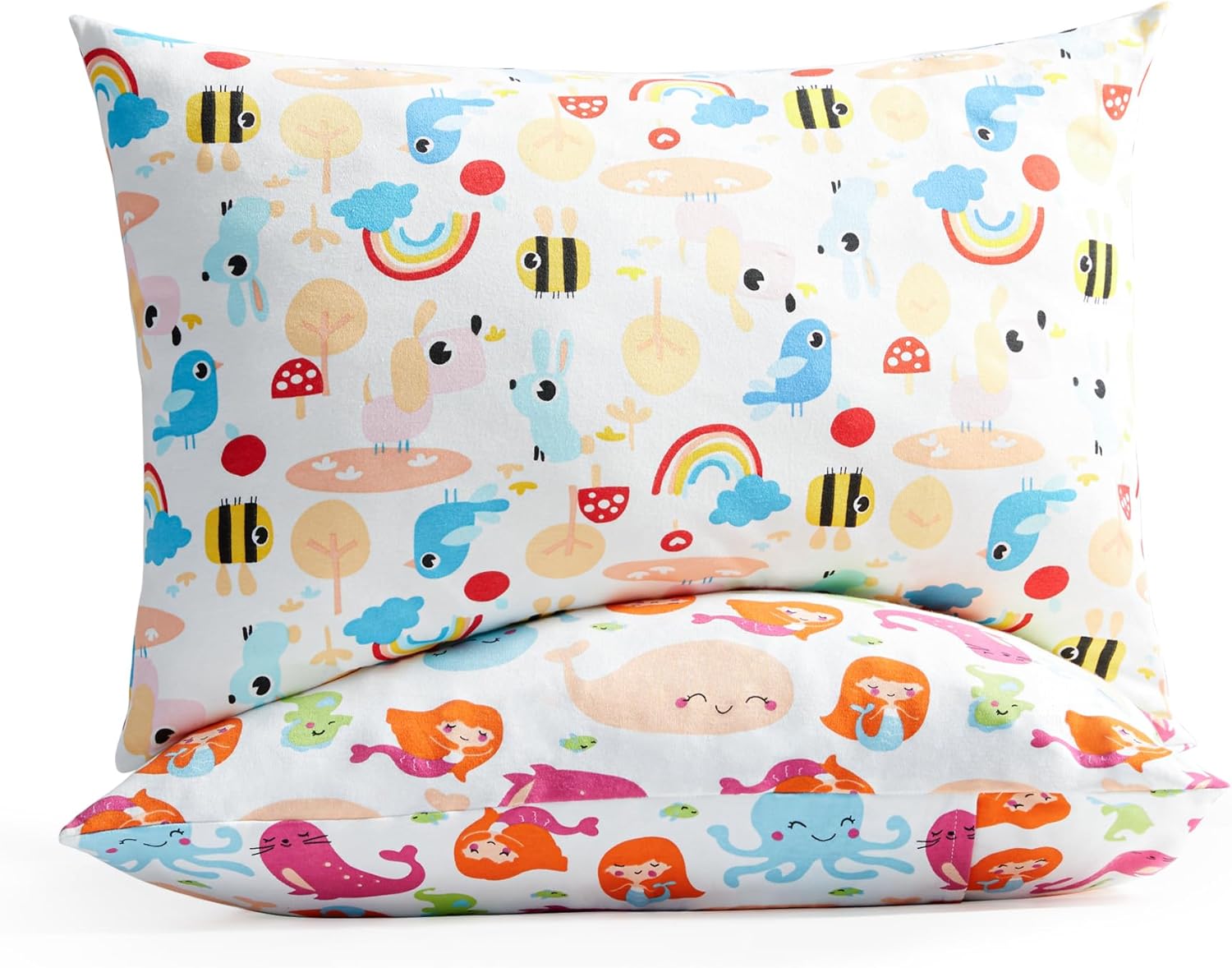 Paquete de 2 almohadas para niños pequeños, 20 x 14 pulgadas, lavables a máquina, con funda de almohada 100 % algodón, almohadas perfectas para