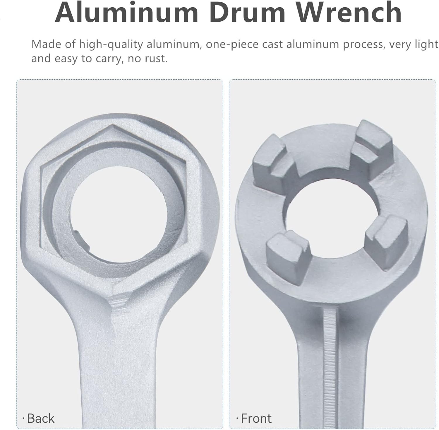 Ullnosoo Llave de tambor, llave de tambor, herramienta de abridor de llave de barril de aluminio para tambor de 10, 15, 20, 30, 50, 55 galones, se
