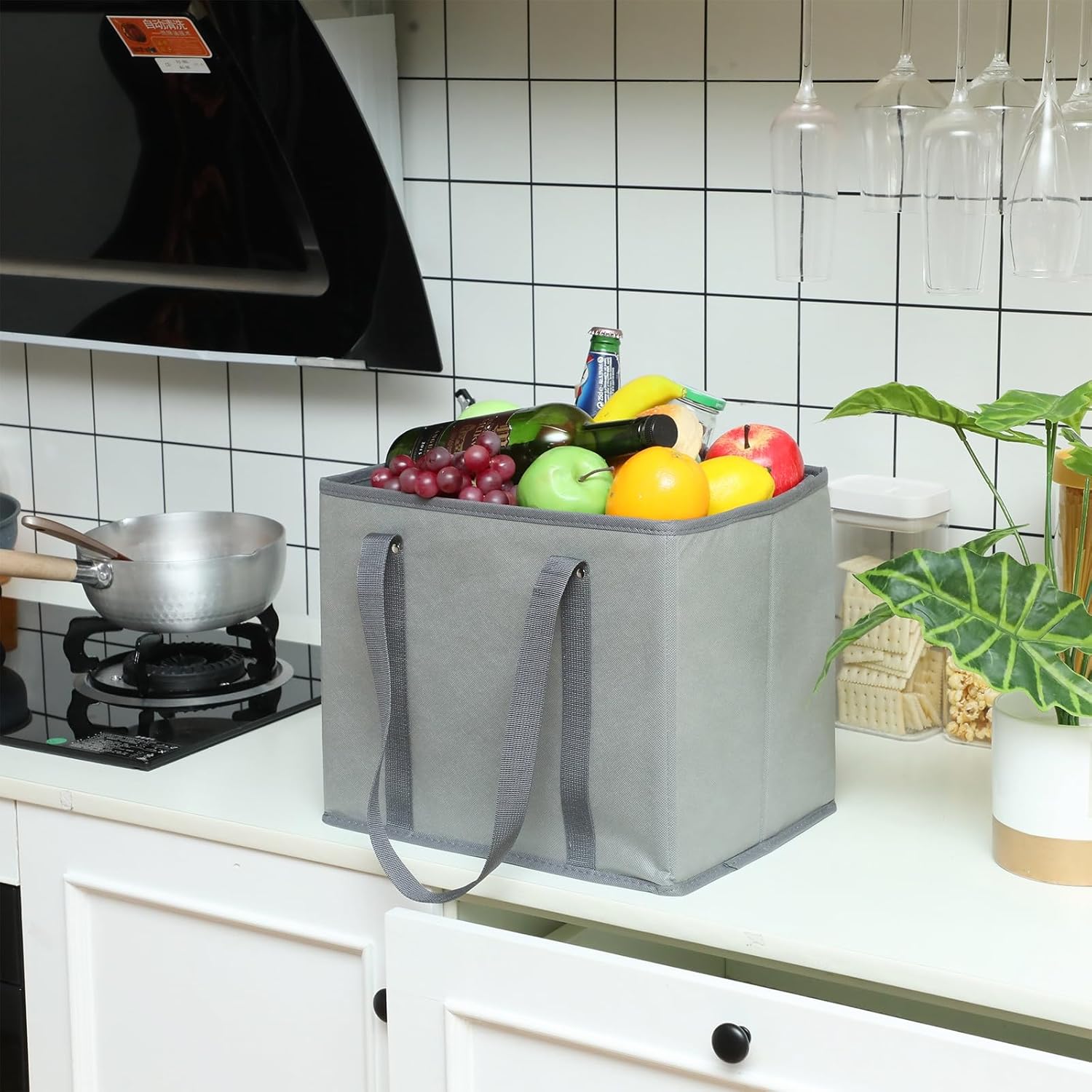 Zhehao Paquete de 10 bolsas de comestibles reutilizables grandes, bolsas de carrito de compras, plegables y resistentes, bolsa de compras