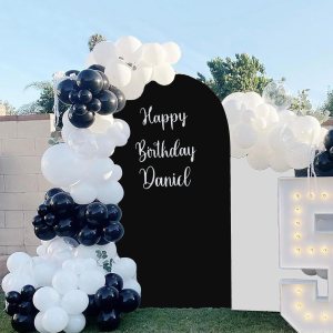 Cubierta de arco de boda de 6 pies, cubierta de fondo de arco de elastano negro para decoración de fiesta de boda (negro, 6 x 2.6 pies) Cubierta de arco de boda de 6 pies, cubierta de fondo de arco de elastano negro para decoración de fiesta de boda (negro, 6 x 2.6 pies)