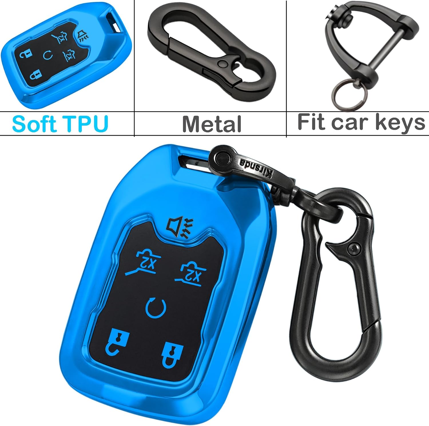 Kirsnda Funda para llavero Chevrolet con llavero, carcasa de TPU suavepiel, 6 botones para chevy Suburban Tahoe para GMC Yukon Accesorios de