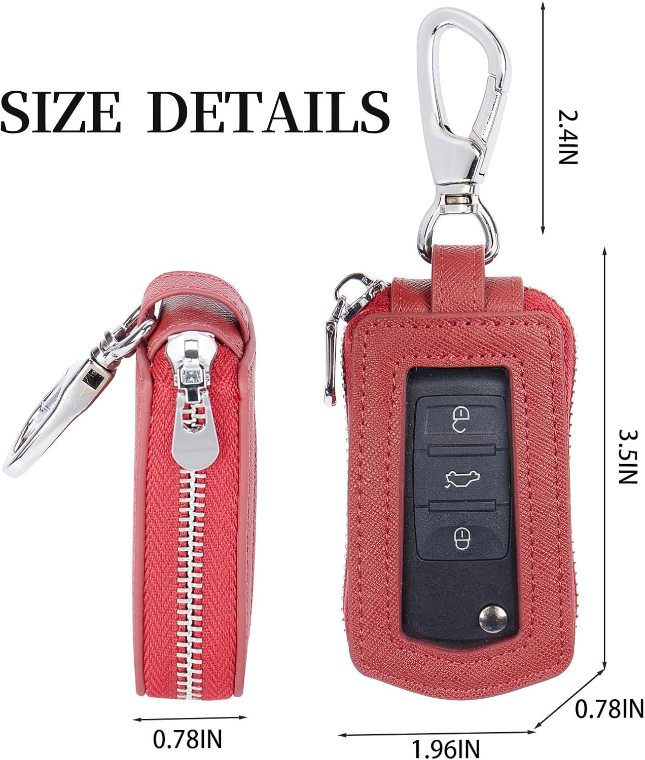 Funda universal para llavero de automóvil de alta calidad, funda de cuero para llavero, protector de llavero, soporte para llavero remoto (borgoña)