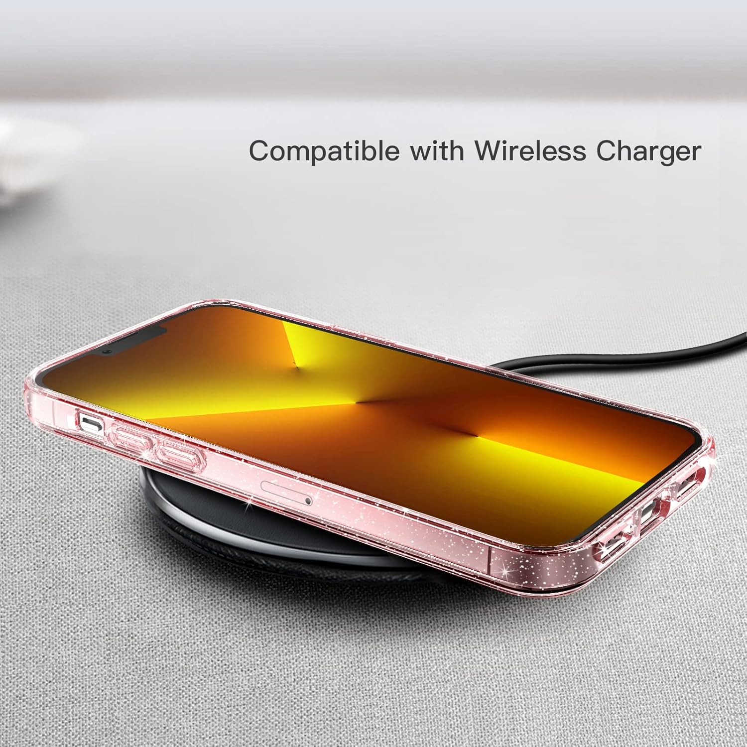 JETech Funda con purpurina para iPhone 13 Pro de 6.1 pulgadas, a prueba de golpes, bonita y brillante para mujeres y niñas (rosa)