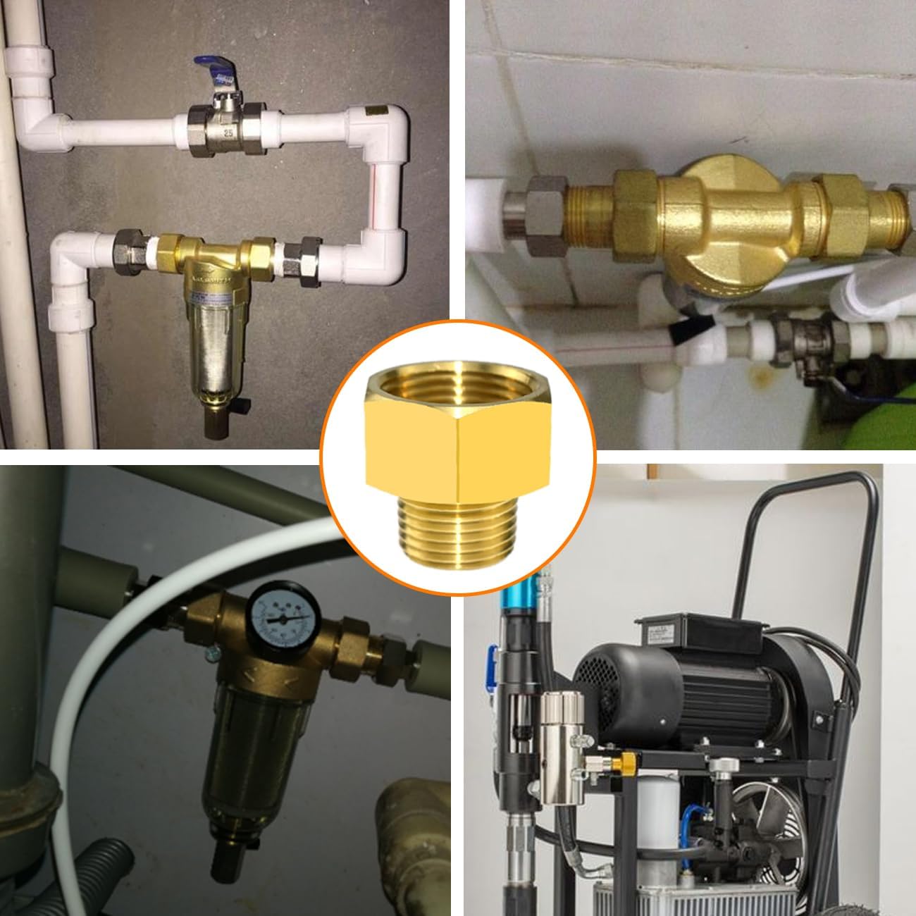 Adaptador de montaje de tubería de latón 12 “NPT macho a 34 “NPT conector reductor hembra, 2 piezas