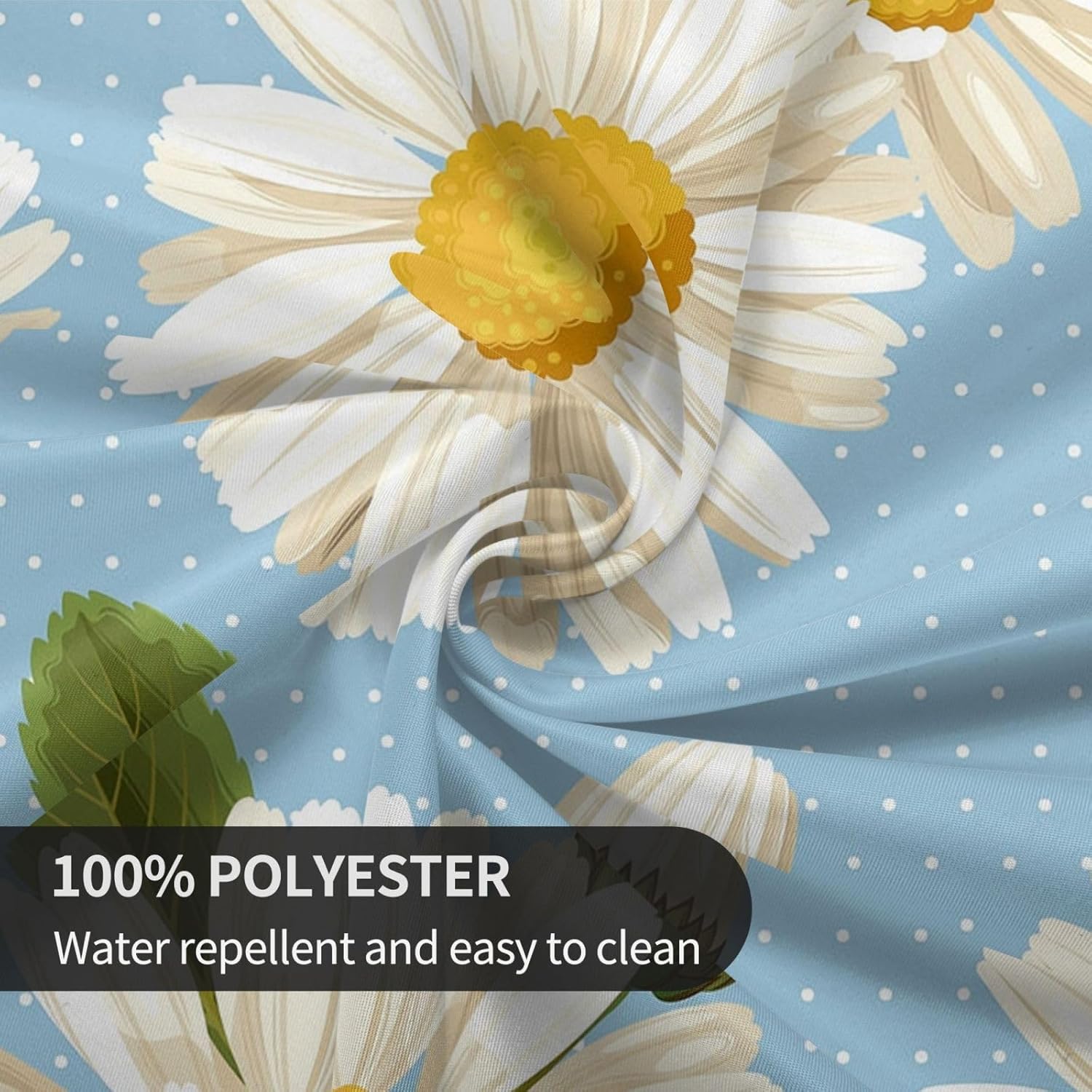 Daisy Tablecloth Round Table Cloths 60 Inch Wrinkle Resistant Picnic Table Covers Washable for Kitchen Party Fall Decorations for Home