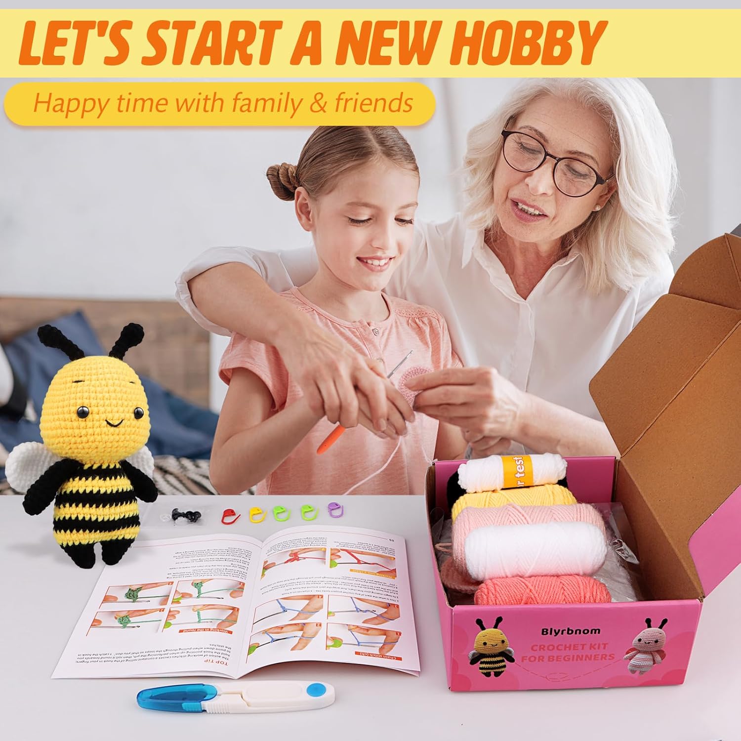 Blyrbnom Amigurumi – Kit de ganchillo para principiantes, kits de animales de ganchillo con tutoriales en video paso a paso, paquete de inicio de