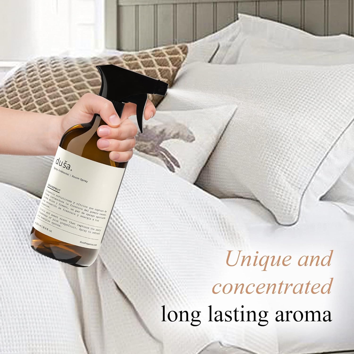 Dusa Baies Room Spray  16.9 onzas líquidas  La mejor fragancia para el hogar, artículos esenciales para el dormitorio y tela calmante  Ambientador