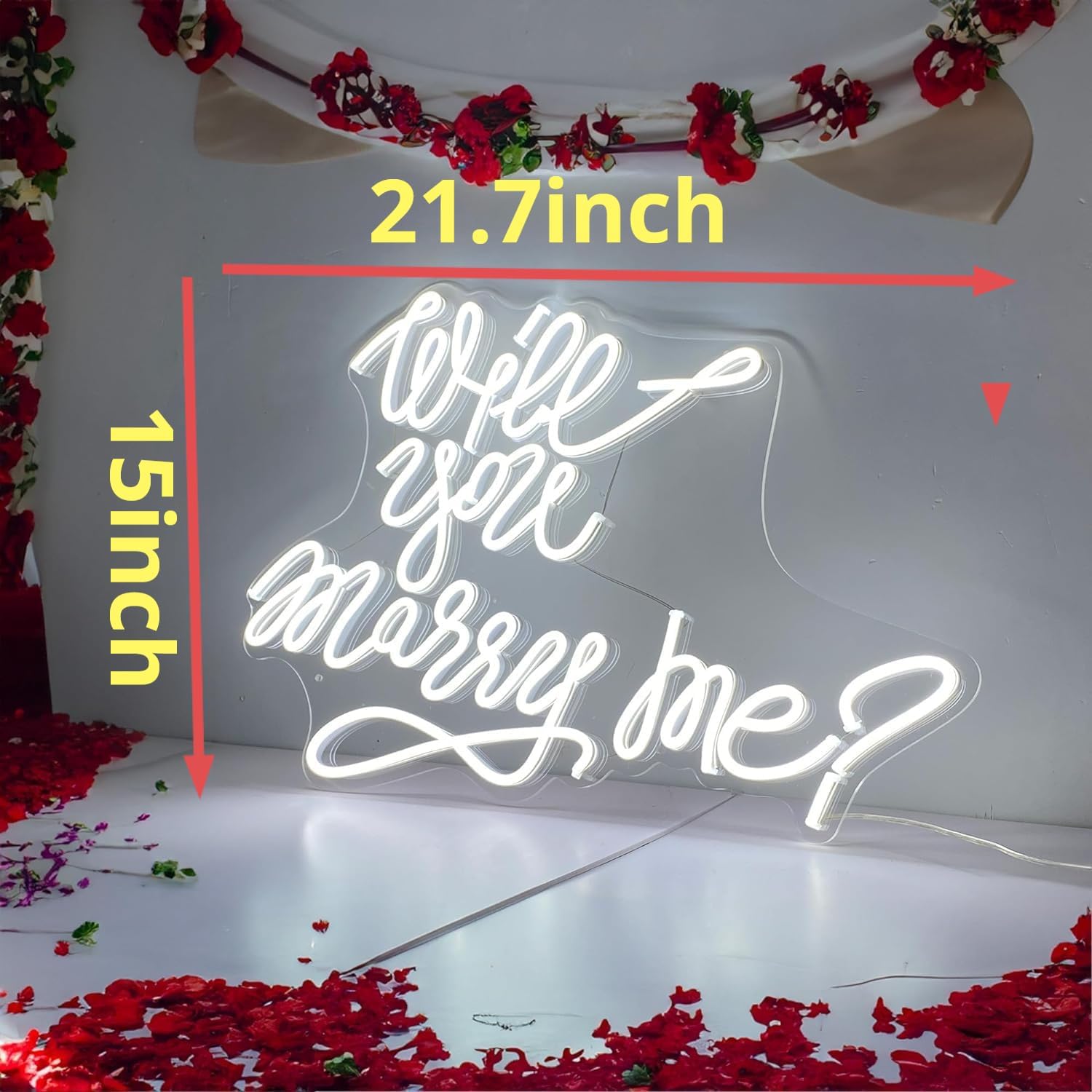 Letrero de neón con interruptor de atenuación, letrero de neón de 12 V para decoración de pared, luz de neón (Will You Marry Me (21.7 pulgadas +