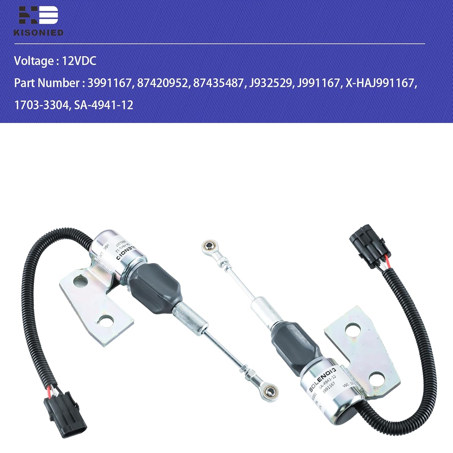 3991167 Solenoide de apagado de combustible 1703-3304 3964627 SA-4941-12 87420952 J991167 Reemplazo para Cummins Engine 4BT 5.9L Hyundai R220-5 Case