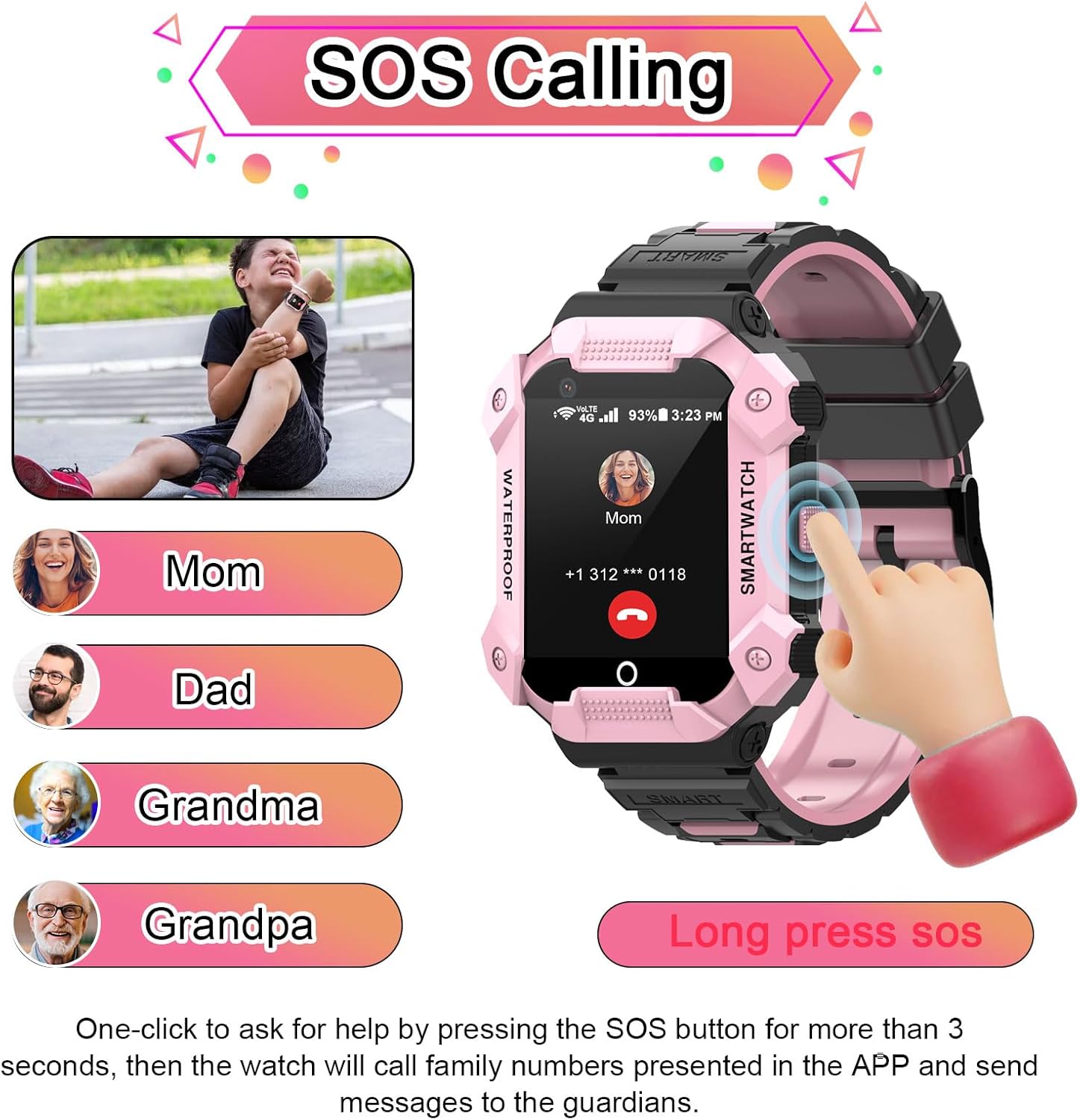 Wonlex 4G Kids Smartwatch with SIM Card, GPS Smart Watch for Children, 1.4″ Touch Screen Phone Watch for Boys Girls with Video Calls, Voice Chat,