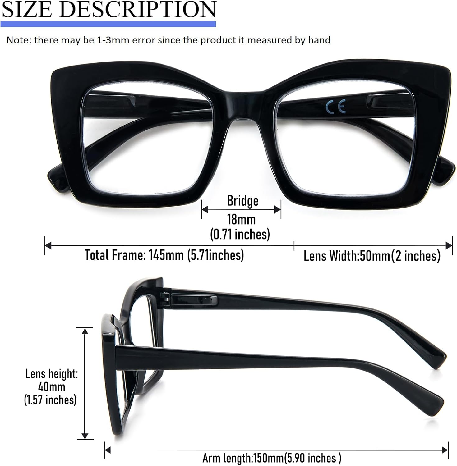 REAVEE Lentes de lectura cuadrados de gran tamaño, estilo Oprah, para mujer, bloqueo de luz azul, marco grande, para lectores de computadora,