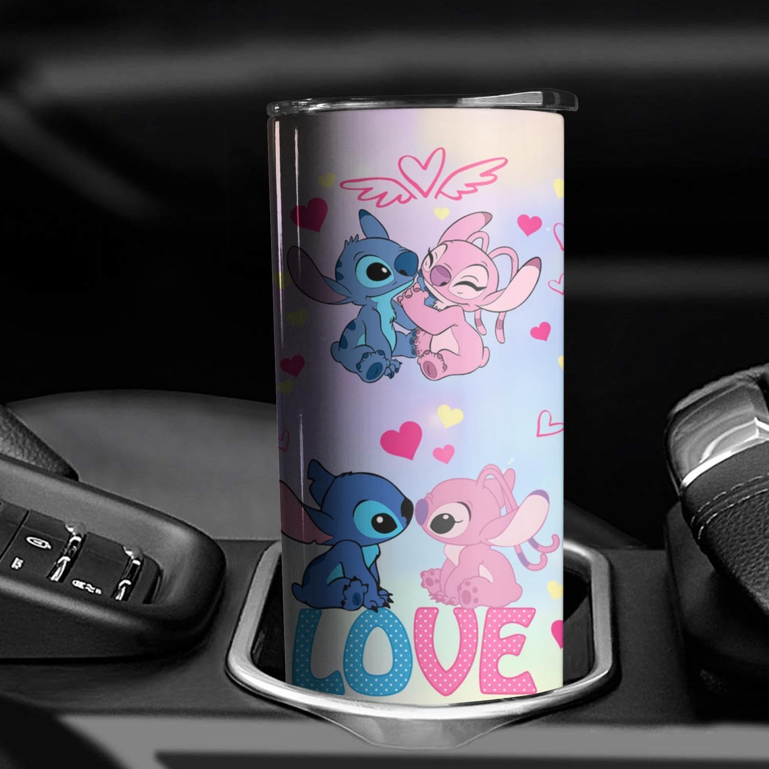 Geubuxi Divertida botella de agua de dibujos animados para adultos, taza de acero inoxidable para niños con popote y tapa, taza térmica de 20 onzas,