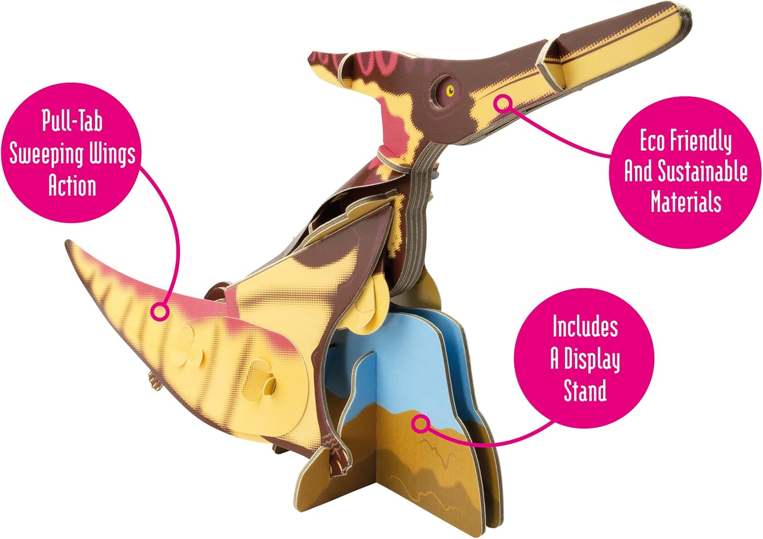 Build Your Own Moving Pteranodon – Acción de ala de aleteo con pestaña de tracción – Kit de manualidades de cartón ecológico – A partir de 8 años