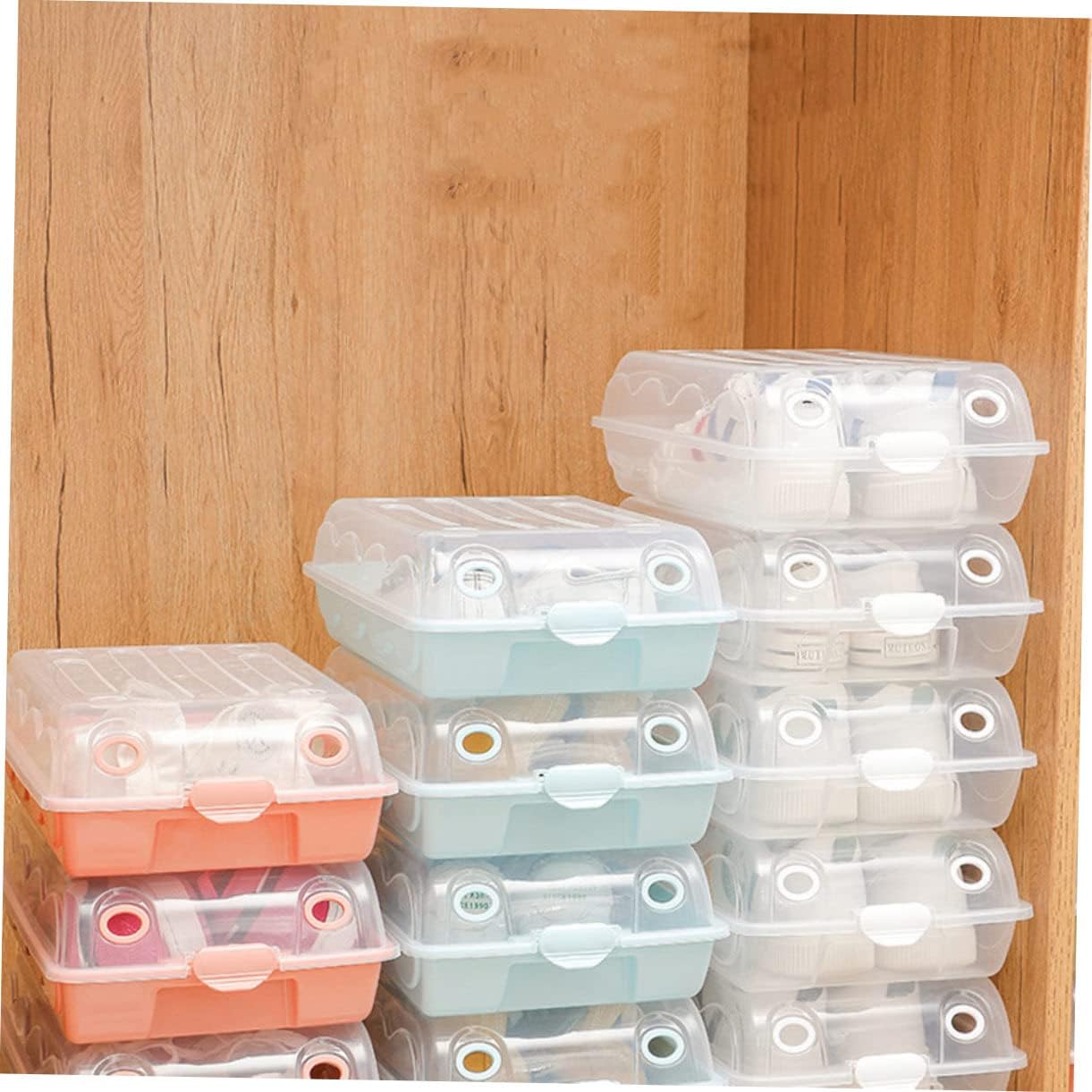 NOLITOY 1 caja de plástico para zapatos, ropa interior de mujer, zapatos de gimnasio para botas, contenedores de zapatos, organizador de cajones de