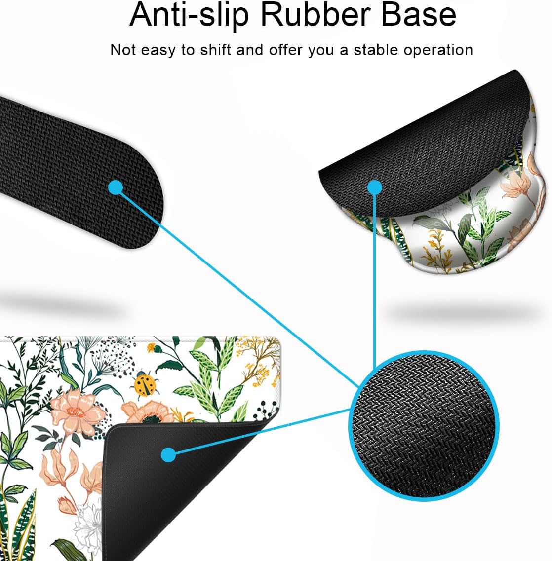 DOOKE Alfombrilla de escritorio, juego de soporte de muñeca para videojuegos, 4 en 1 XXL, alfombrilla de mouse grande + reposamuñecas para teclado,