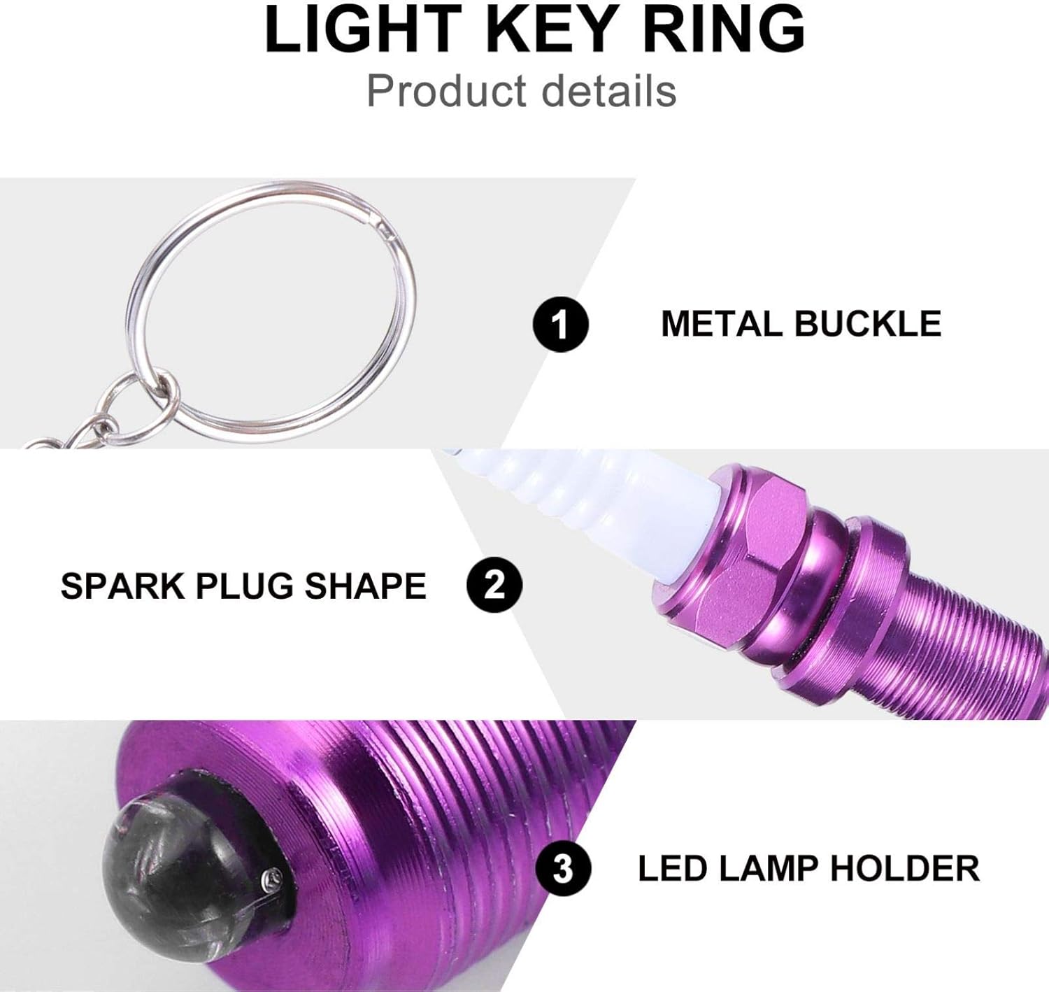 Garneck Llavero de bujía con luz LED iluminada 3D en miniatura, llavero para coche, bolso de mano, colgante para hombres y mujeres, 5 uds, Color