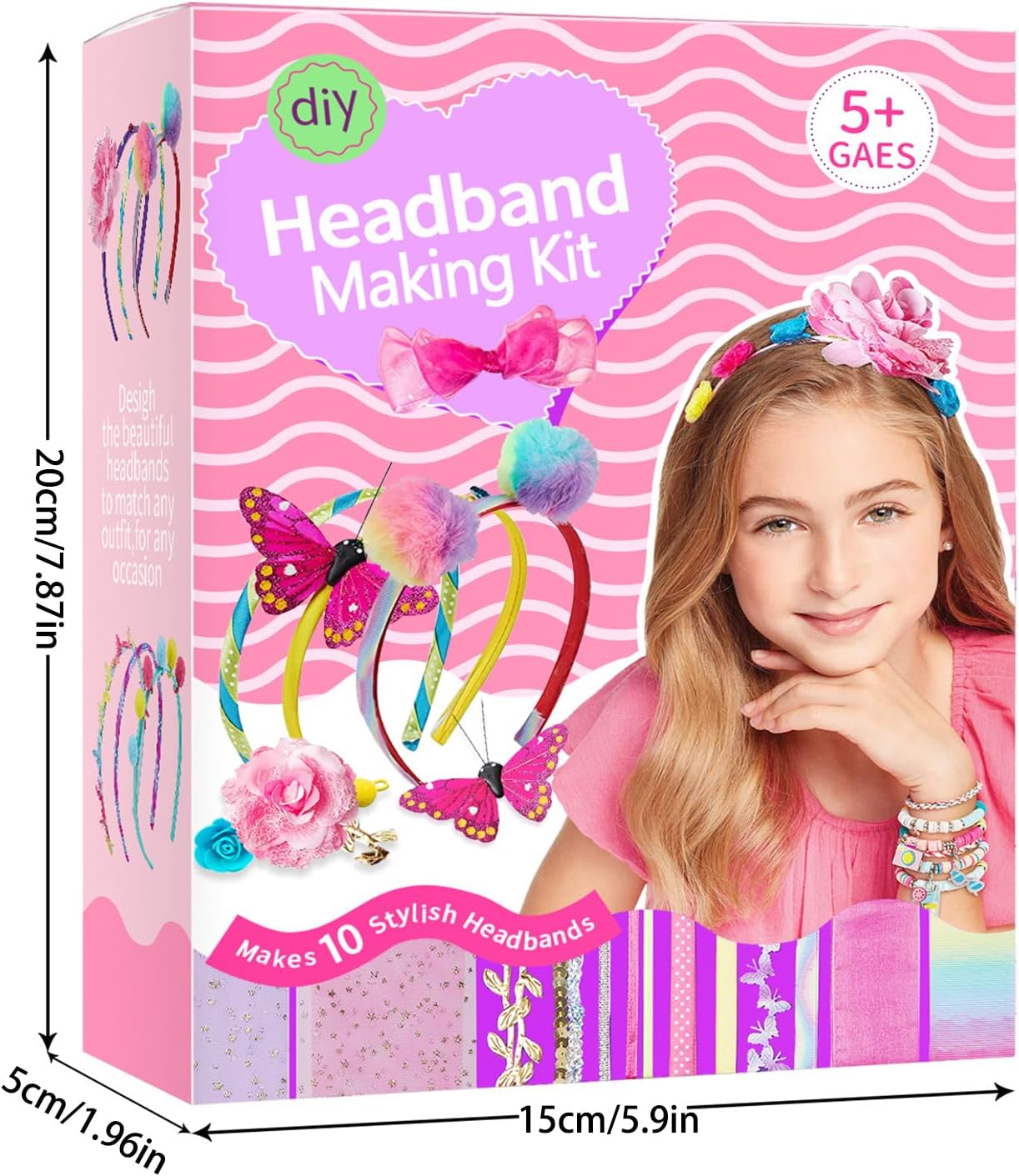 Kizcmvre Kit de fabricación de diademas kit de fabricación de diademas para niñas, artes y manualidades para niños de 8 a 12 años, accesorios para