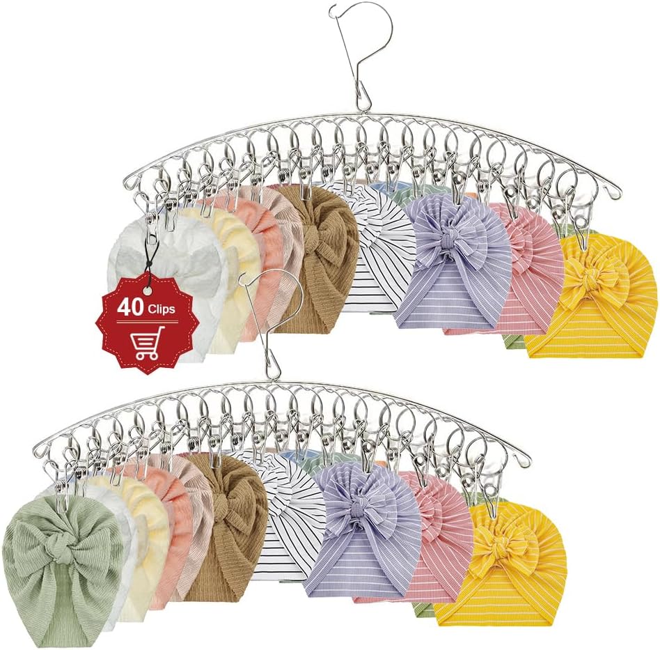 40 clips de almacenamiento para la pared de la puerta, ganchos para sombreros para organizador de armario y almacenamiento para gorras de béisbol,