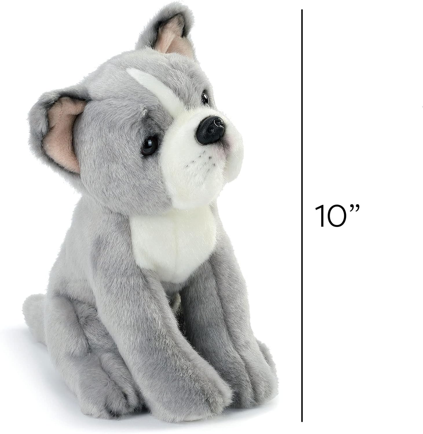 DEMDACO Pittie Mix Rescue Breed Dog – Figura de peluche gris de 10 pulgadas