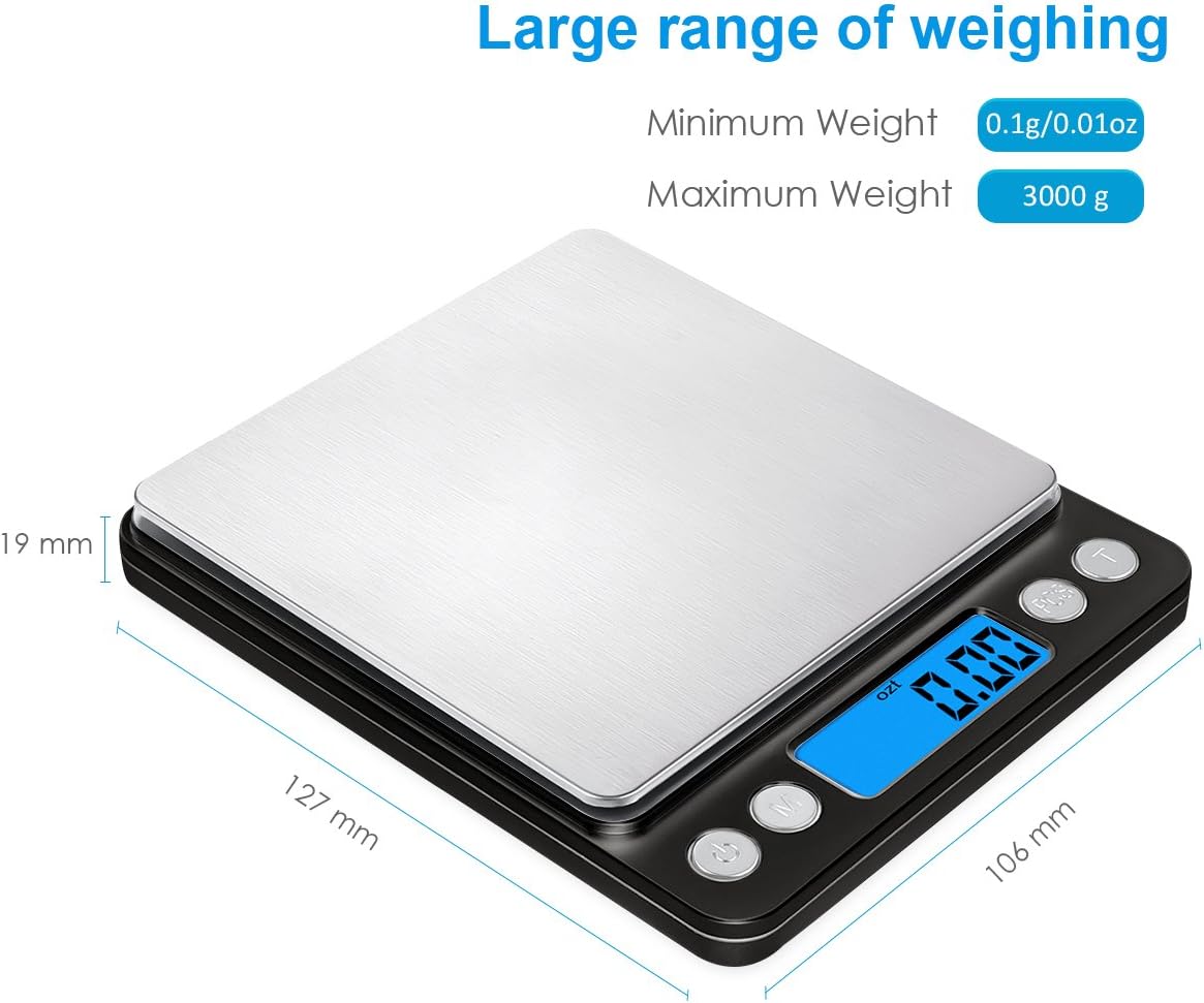 Olipiter Báscula digital de cocina, báscula digital de alimentos de 6.6 lbs0.00 oz, báscula de cocina de bolsillo, mini báscula electrónica de