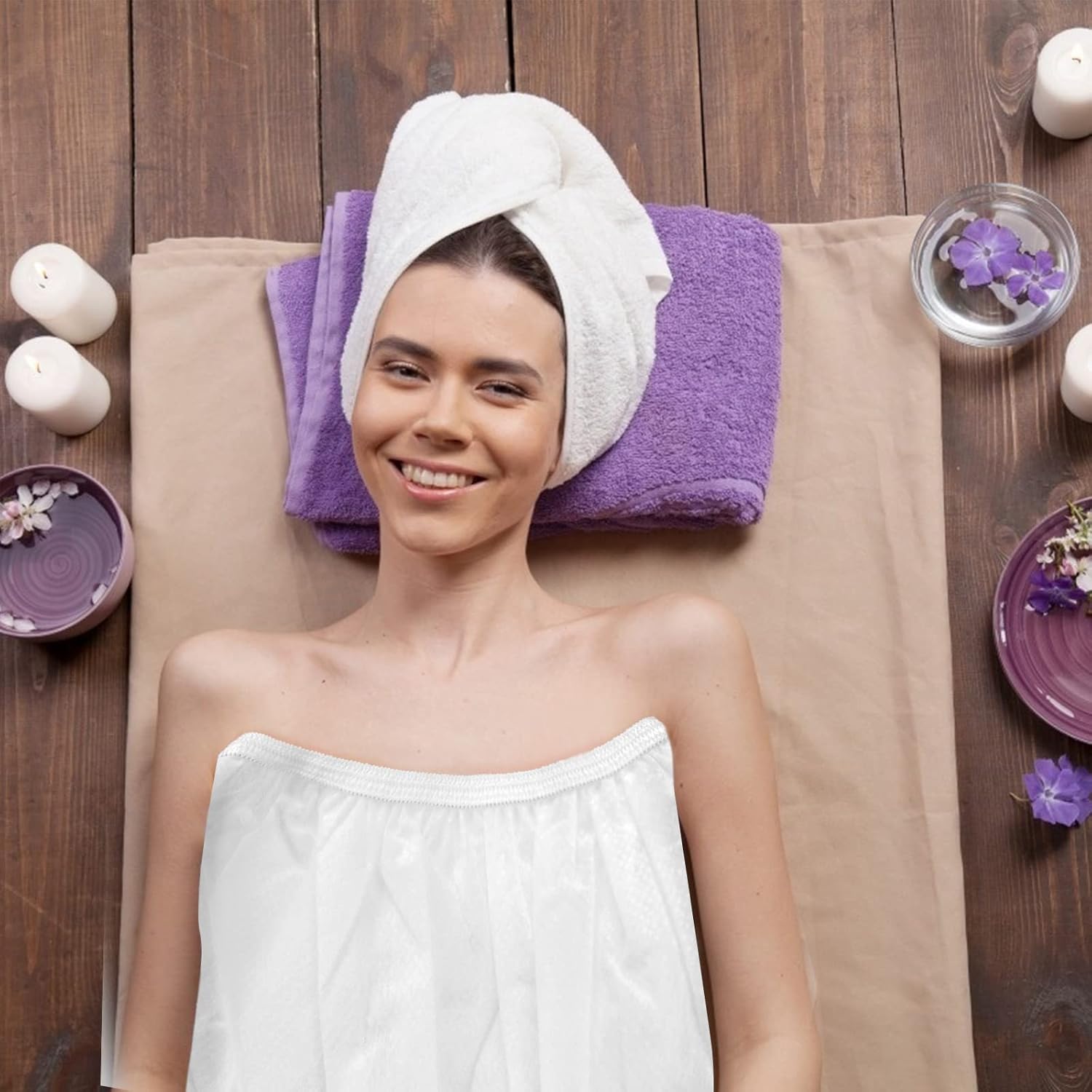 10 piezas desechables de spa envoltorio de baño no tejido desechable Spa Wrap bata de baño sauna falda de baño sudor vaporizador, Blanco(Thick White)