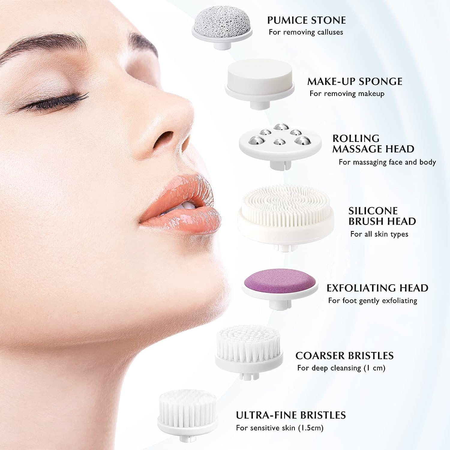 Cepillo de limpieza facial COSLUS 7 en 1 JBK-D Dispositivo limpiador eléctrico giratorio exfoliante impermeable de limpieza profunda, máquina