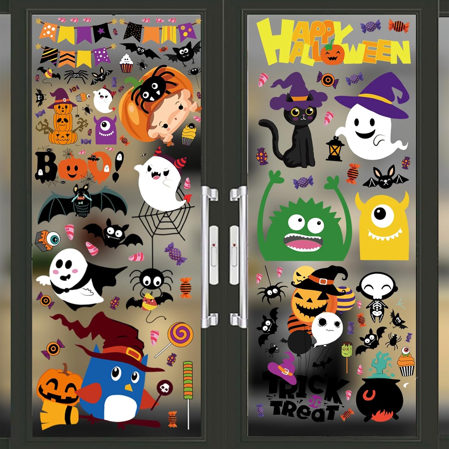 Decoración de Halloween para ventana, lindas calcomanías de decoración de ventana de Halloween, lindas calcomanías de decoración de Halloween,