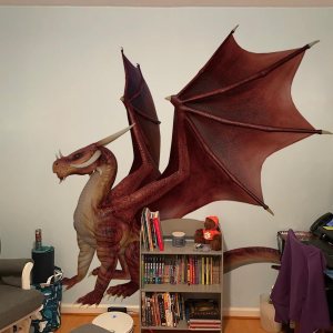 Calcomanía de pared realista de dragón rojo extra enorme, despegar y pegar, vinilo texturizado de dragón para pared, decoración de pared de dragón Calcomanía de pared realista de dragón rojo extra enorme, despegar y pegar, vinilo texturizado de dragón para pared, decoración de pared de dragón