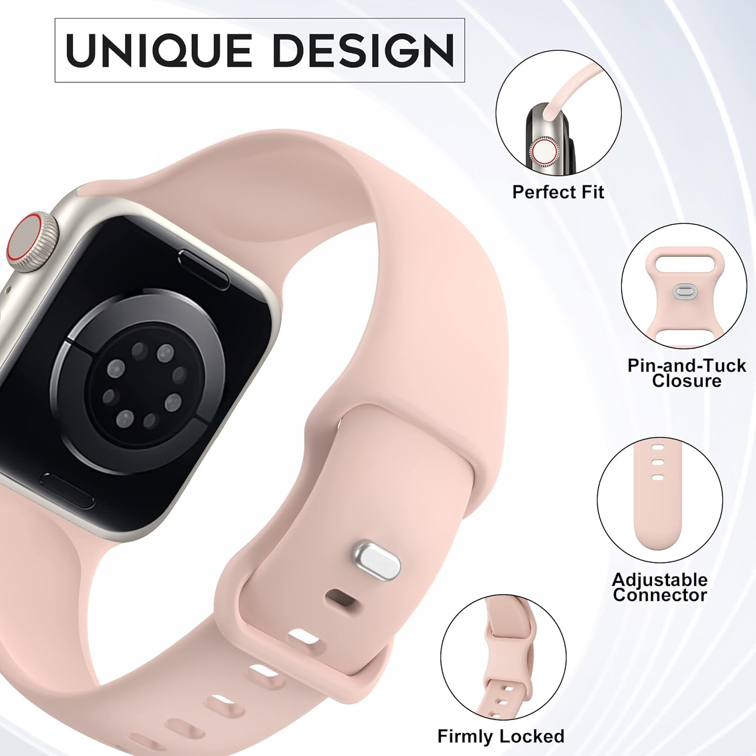 Paquete de 6 correas deportivas compatibles con Apple Watch de 1.575 pulgadas, 1.496 pulgadas, 1.614 pulgadas, 1.654 pulgadas, 1.732 pulgadas, 1.772