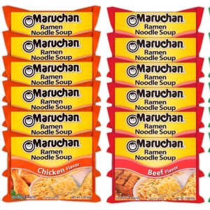 Maruchan Ramen – Mezcla variada de sopa de fideos instantáneos, 24 paquetes, 4 sabores, paquete de 6 carne de res, 6 paquetes de camarones con chile Maruchan Ramen – Mezcla variada de sopa de fideos instantáneos, 24 paquetes, 4 sabores, paquete de 6 carne de res, 6 paquetes de camarones con chile