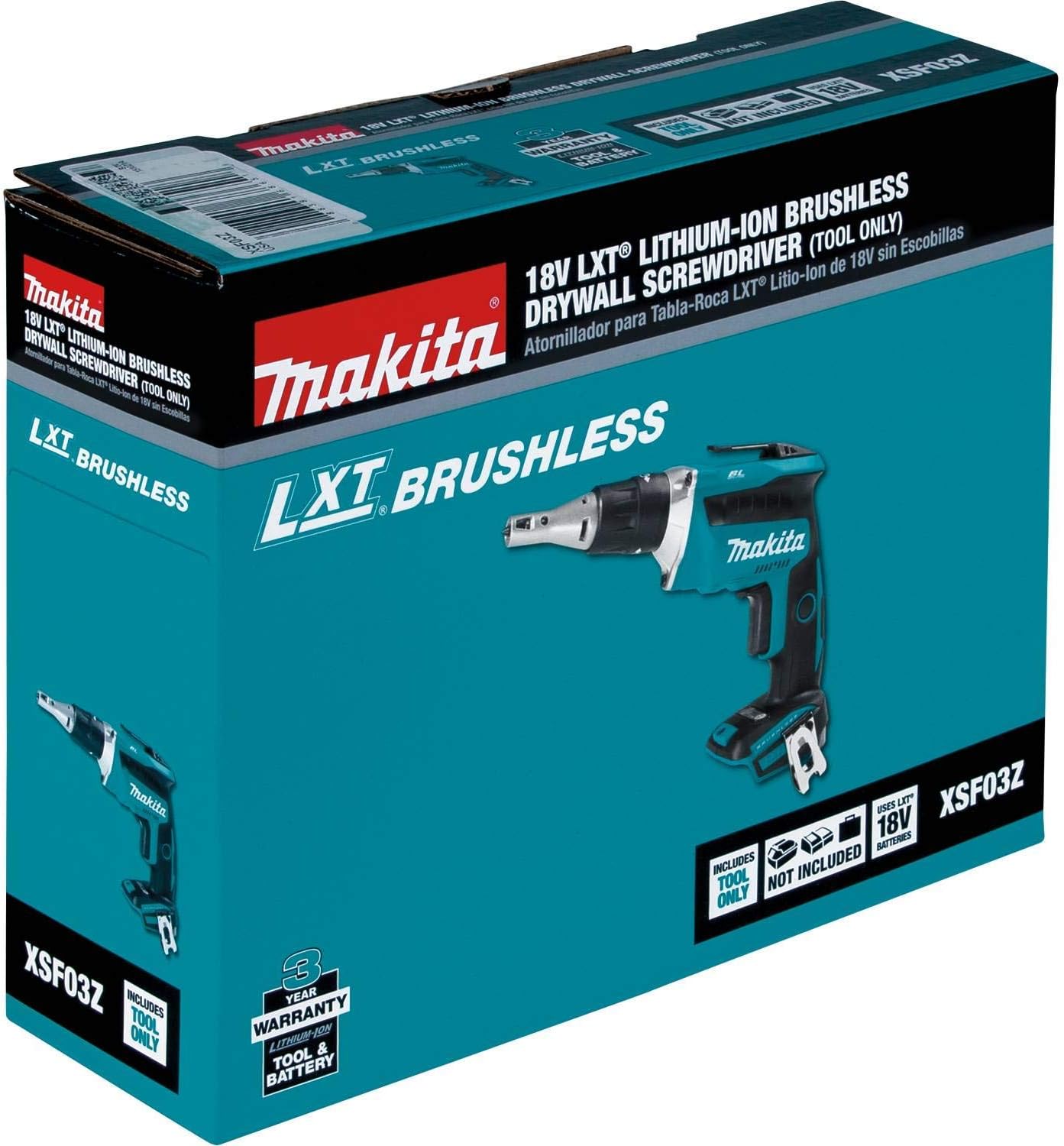 Makita XSF03Z-R 18V LXT – Destornillador inalámbrico de iones de litio sin escobillas para paneles de yeso (solo herramienta) (renovado)