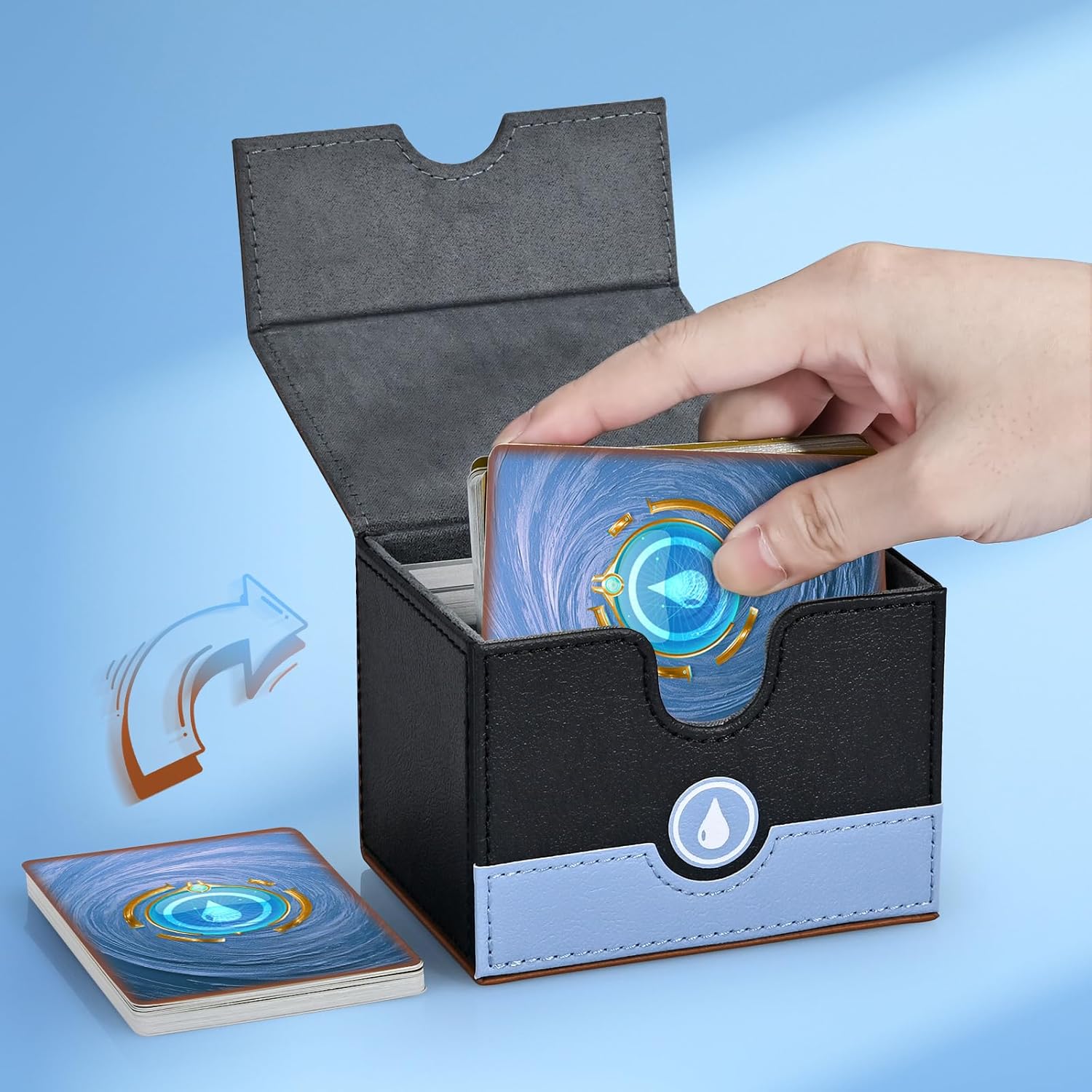 Caja de cartas para PTCG MTG se adapta a más de 120 tarjetas con funda, caja de almacenamiento de cartas Magic Commander para tarjetas de juegos TCG