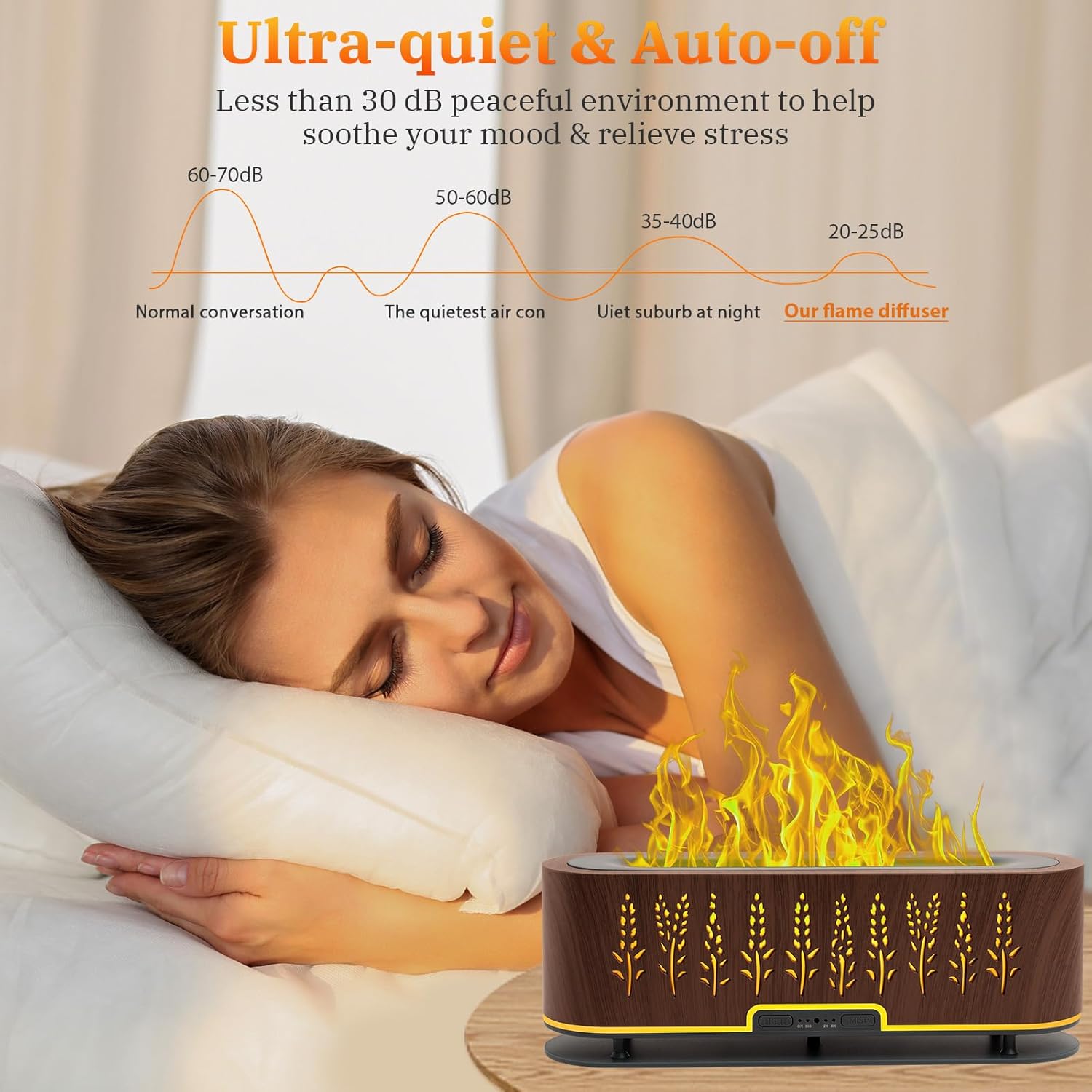 Humidificador difusor de aroma de llama colorida, 7 colores de llama, difusor de aceite esencial, difusor de aromaterapia de 6.8 fl oz con 2 modos