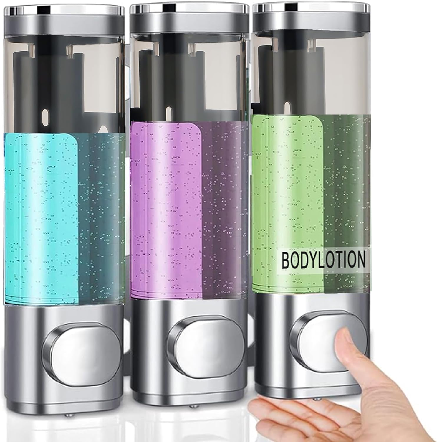 Dispensador de champú y acondicionador, dispensador de jabón de ducha 3 en 1, sin taladro, dispensador de champú montado en la pared para ducha,