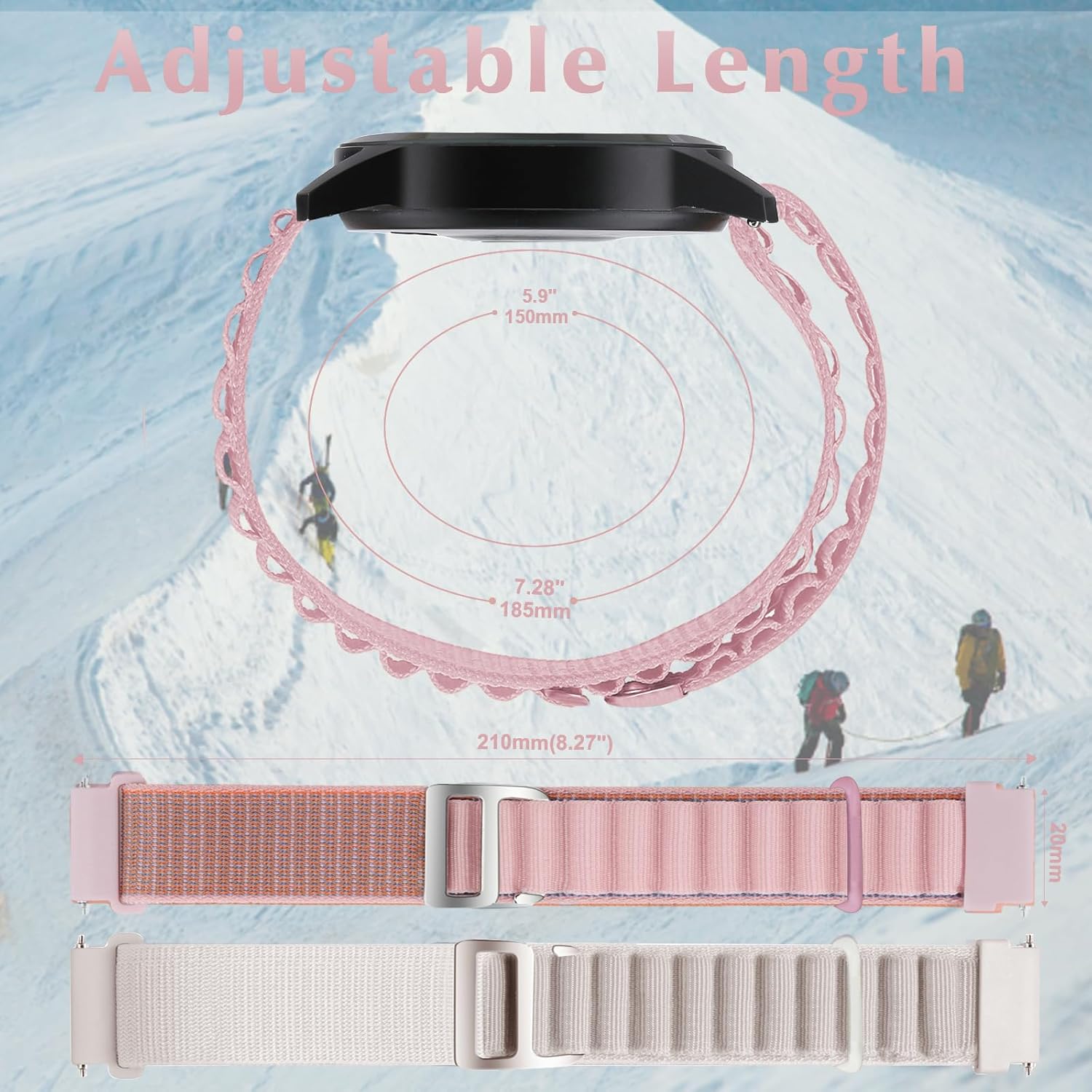 Paquete de 2 correas Alpine Loop compatibles con Samsung Galaxy Watch 6 Band6 ClassicGalaxy Watch 55 ProGalaxy Watch 44 ClassicActive 2, correa
