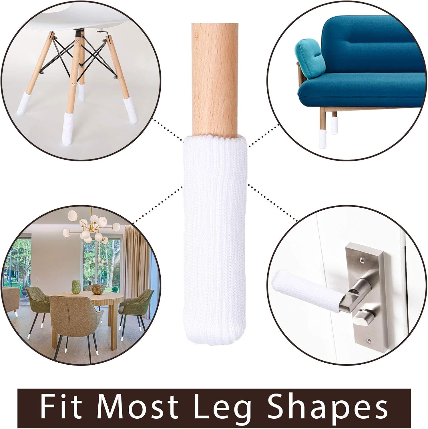 Hazeland – Protectores de patas de silla de punto de alta elasticidad para suelos de madera dura, 24 unidades, antideslizantes, sin arañazos,