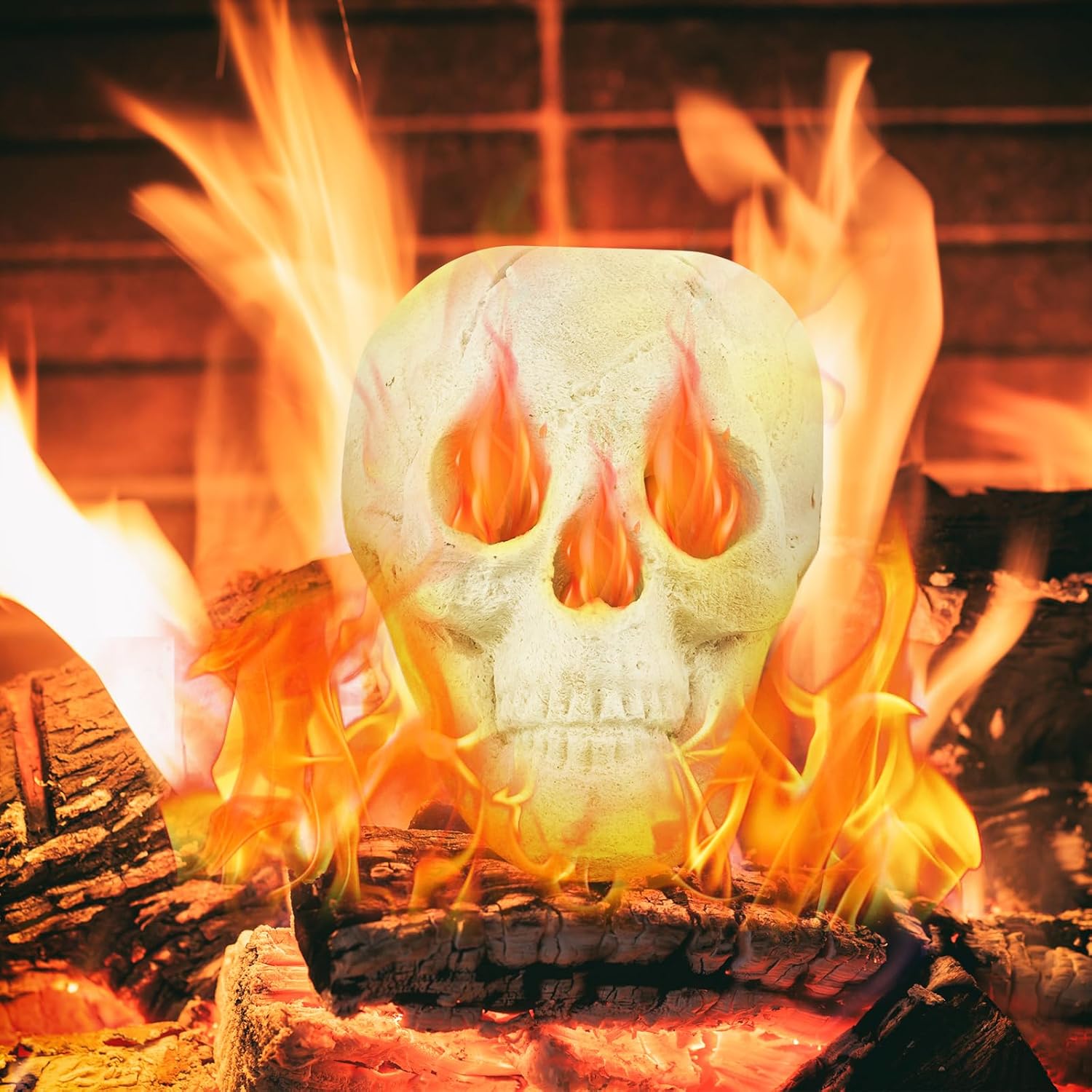 Tangkula Calavera de cerámica para Halloween, calaveras humanas a prueba de fuego, reutilizables, con forma de calavera, decoración de Halloween