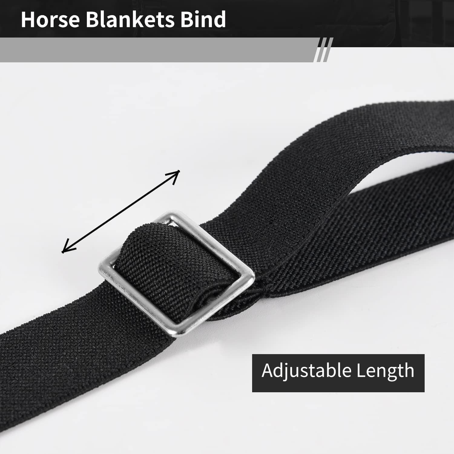 Correas para las patas de manta de caballo, correa elástica de repuesto para el vientre con broches giratorios dobles, longitud ajustable de 24 a 42