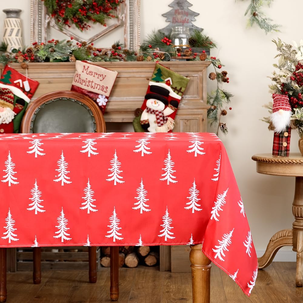ARKENY ATC475-84 – Mantel de Navidad rectangular de 60 x 84 pulgadas, diseño de árboles de Navidad, decoración de festividades, para interiores y