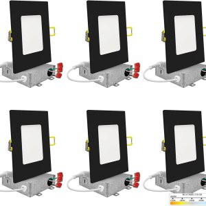NUWATT Paquete de 6 luces LED empotrables cuadradas ultrafinas de 4 pulgadas, seleccionables 2700 K3000 K3500 K4000 K5000 K, 630 lúmenes regulables, NUWATT Paquete de 6 luces LED empotrables cuadradas ultrafinas de 4 pulgadas, seleccionables 2700 K3000 K3500 K4000 K5000 K, 630 lúmenes regulables,