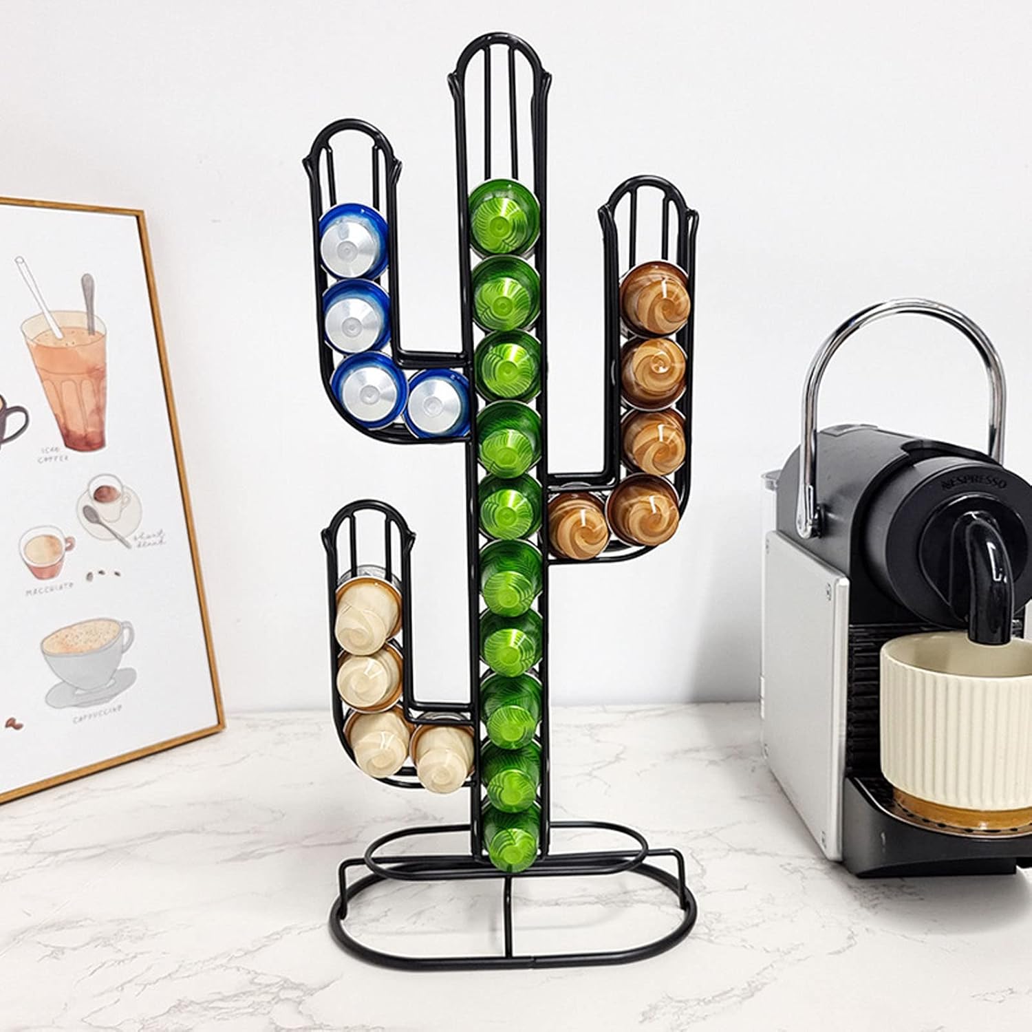 Soporte para cápsulas de café  Capacidad para 48 cápsulas, accesorios de barra de café, soporte para estación de café, organizador de