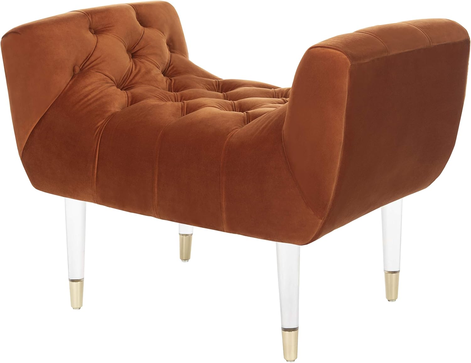 Safavieh Couture Home Eugenie Glam Sienna – Banco acrílico copetudo de terciopelo (22 pulgadas)