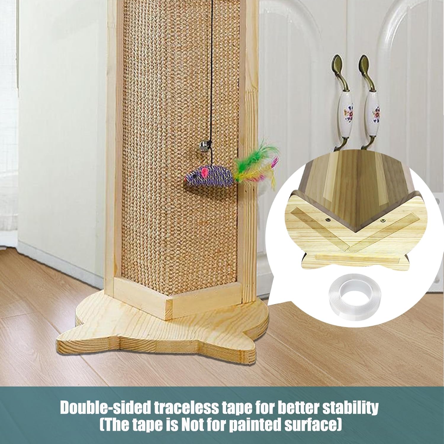 Rascador de esquina para gatos, poste rascador de esquina de sofá, rascador de esquina de sisal de 18 pulgadas para gatos de interior con juguete de