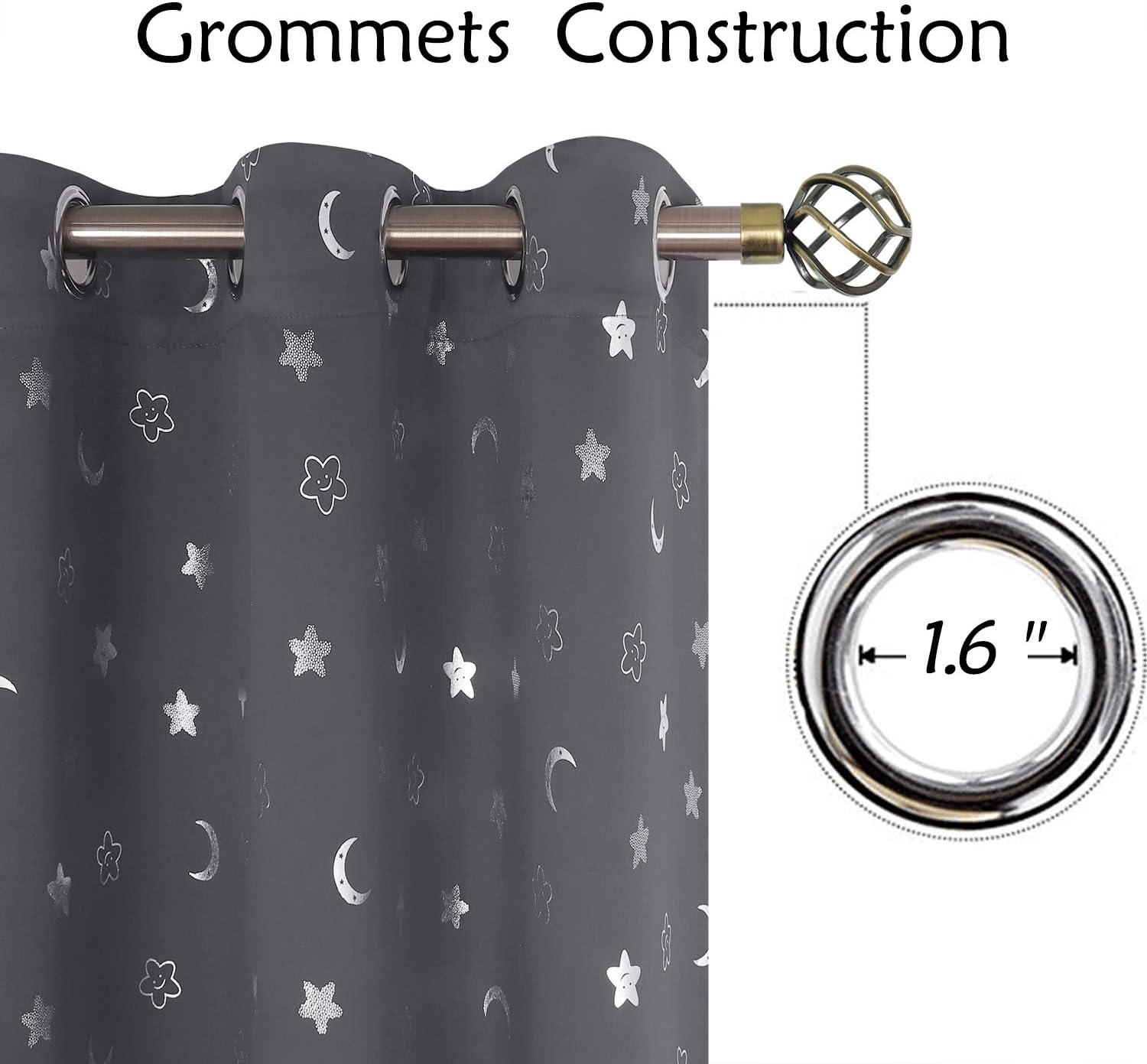 Cortinas opacas BGment Moon and Stars para dormitorio infantil.