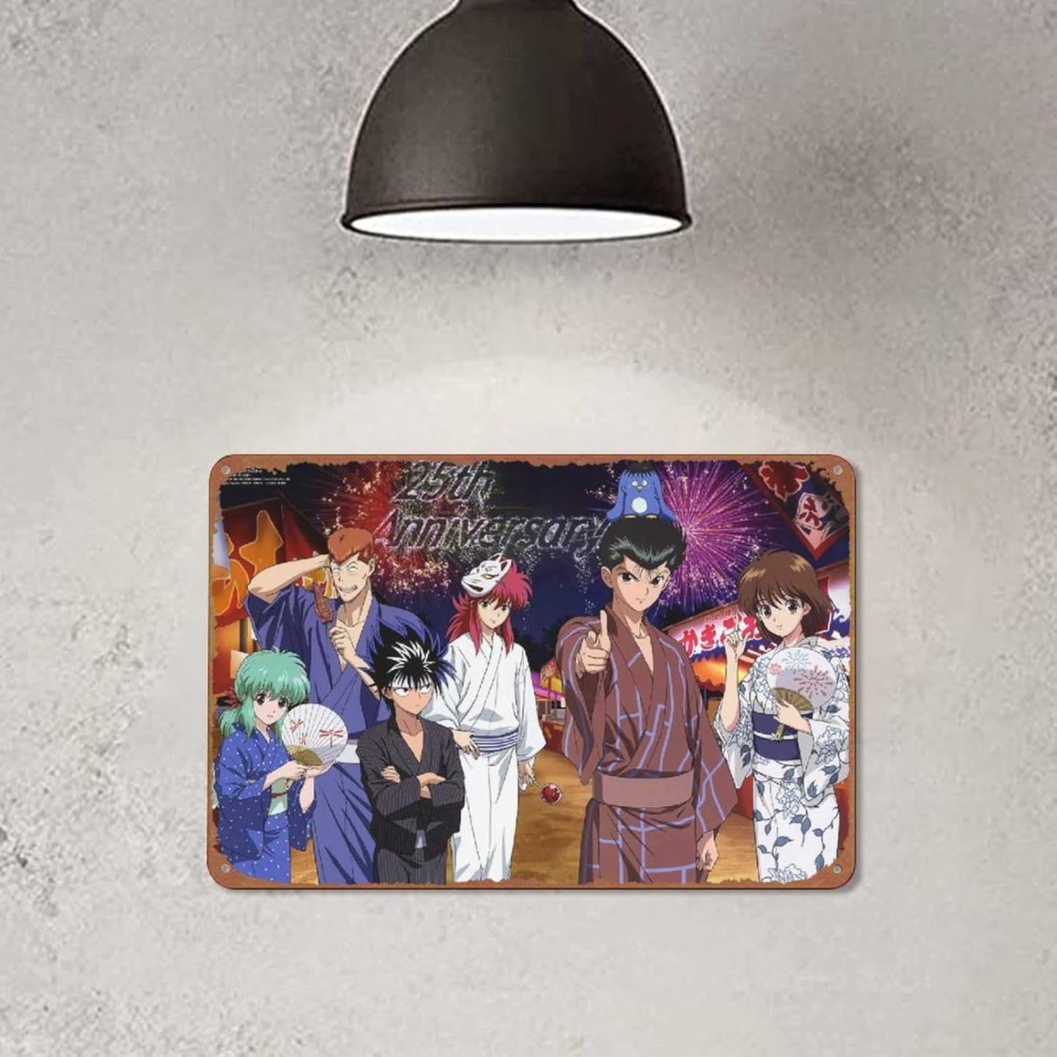 Yu Yu Hakusho Hiei Kurama Yukina Yusuke Urameshi Keiko Yukimura Kazuma Kuwabara Cartel de metal de hojalata vintage decoración de pared sala de