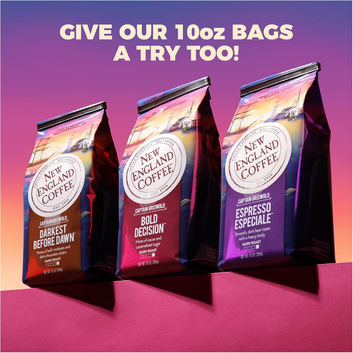 New England Coffee Bold Decision – Cápsulas individuales de tostado oscuro, caja de 10 unidades (paquete de 1)