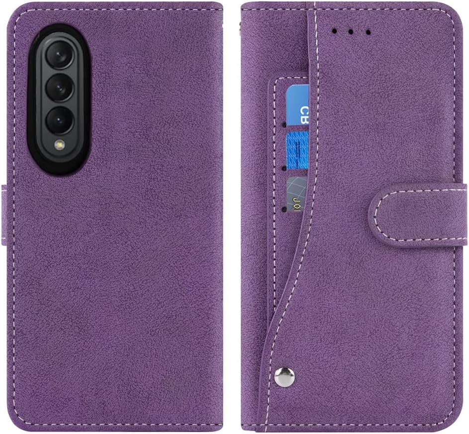 Asuwish Compatible con Samsung Galaxy Z Fold 3 5G 2021 Funda tipo cartera y correa para la muñeca, soporte para tarjetas de crédito, soporte a