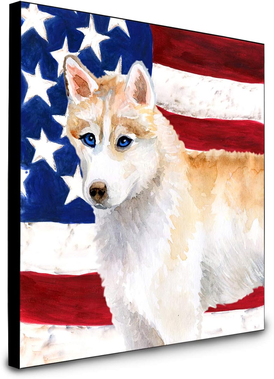 Caroline’s Treasures Siberian Husky – Panel de arte patriótico para decoración de pared, multicolor