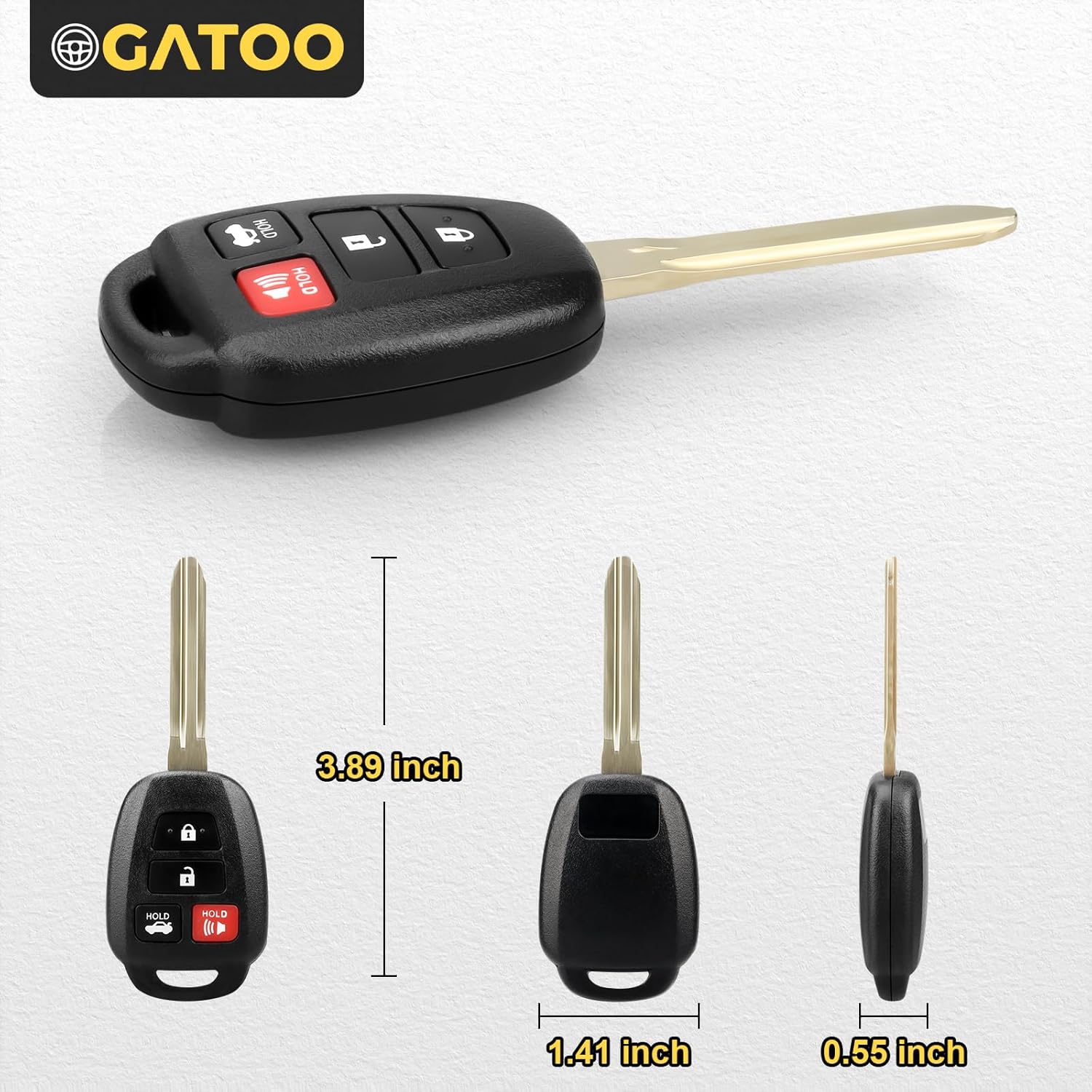 OGATOO Llavero de repuesto sin llave para automóvil Camry Corolla Tacoma 2014 2015 2016 2017 2018 2019 con chip H, HYQ12BEL HYQ12BEL