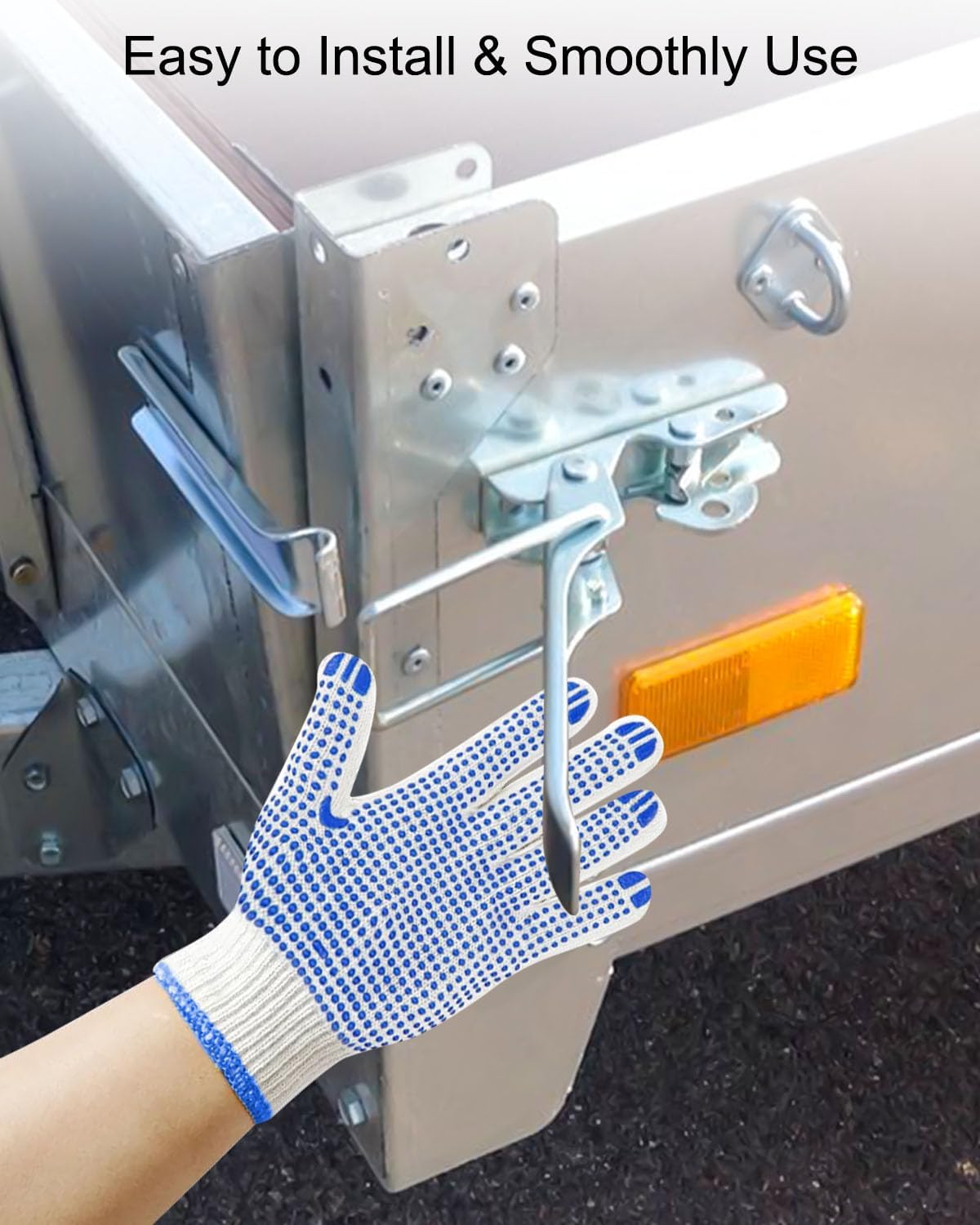 OCHIKI 2 pestillos de puerta de elevación de remolque utilitario con guantes, kit de cerraduras de acero de alta resistencia para puerta de remolque